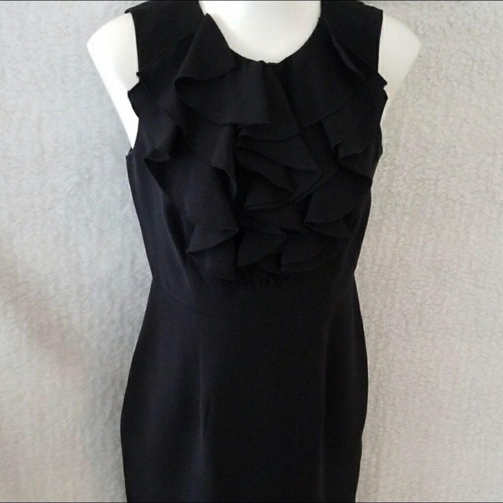Black Dress with ruffle top and belt